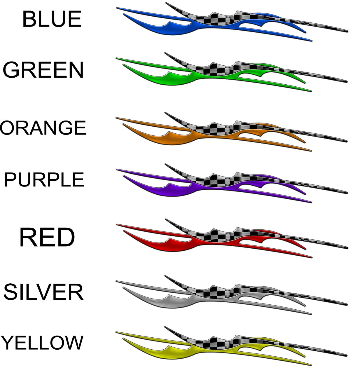 blade auto decals kit seven colors available blue, green, orange, purple,red,silver and yellow